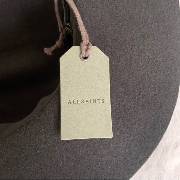 All Saints Black Studded Crown Band Wool Western Texas Hold Em Fedora O/S NWT - Picture 7 of 9